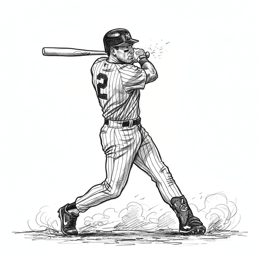 pencil sketch for laser engraving of any NY Yankees player