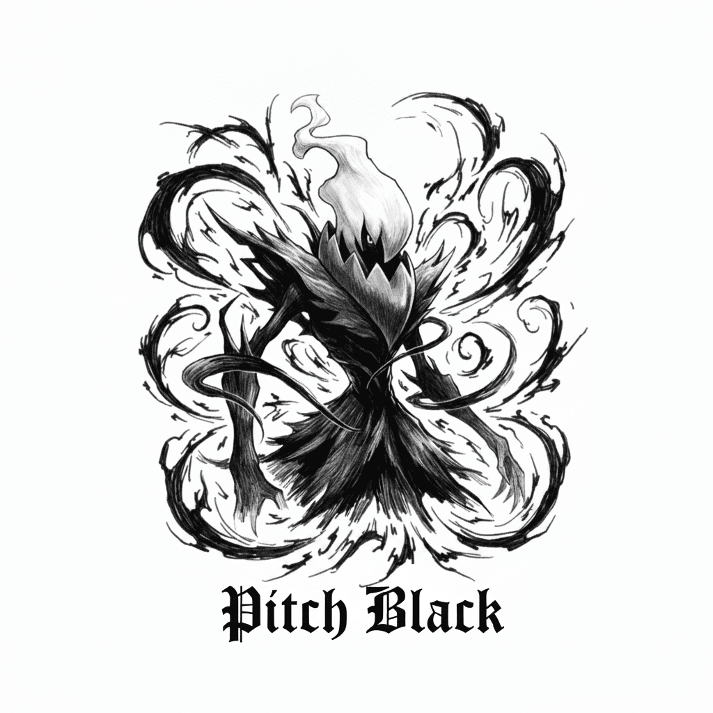 Add "Pitch Black" at the bottom in Gothic lettering