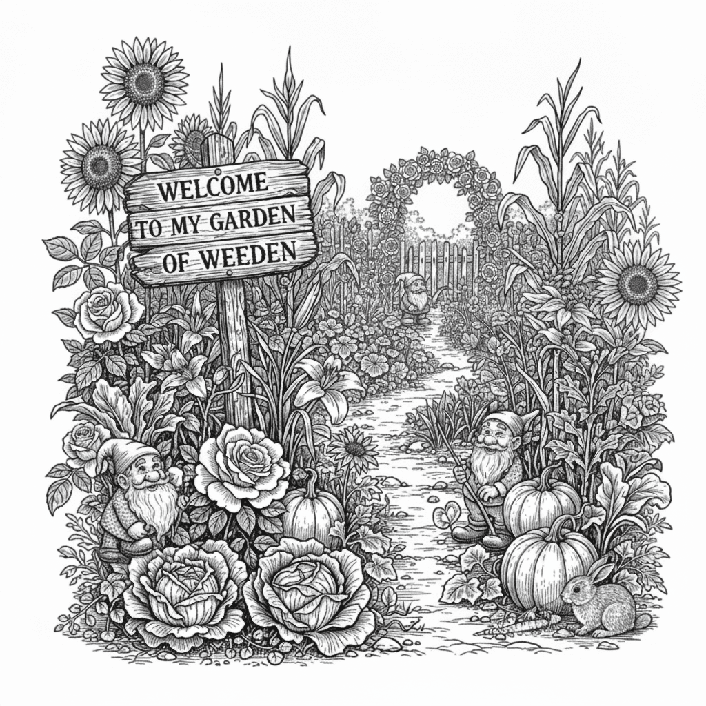 Move the sunflowers to the edge of the gate beside the gnome in the center