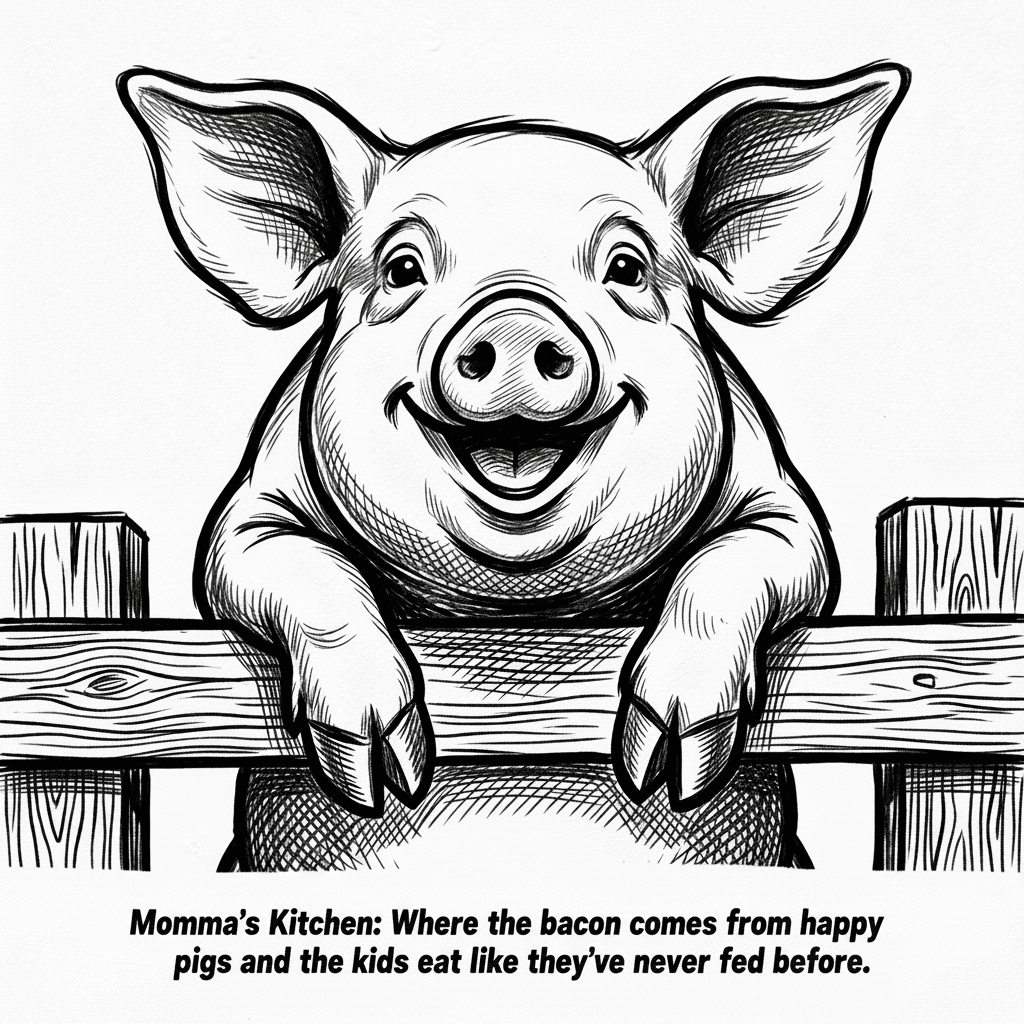 Add "​Momma’s Kitchen: Where the bacon comes from happy pigs and the kids eat like they’ve never been fed before."