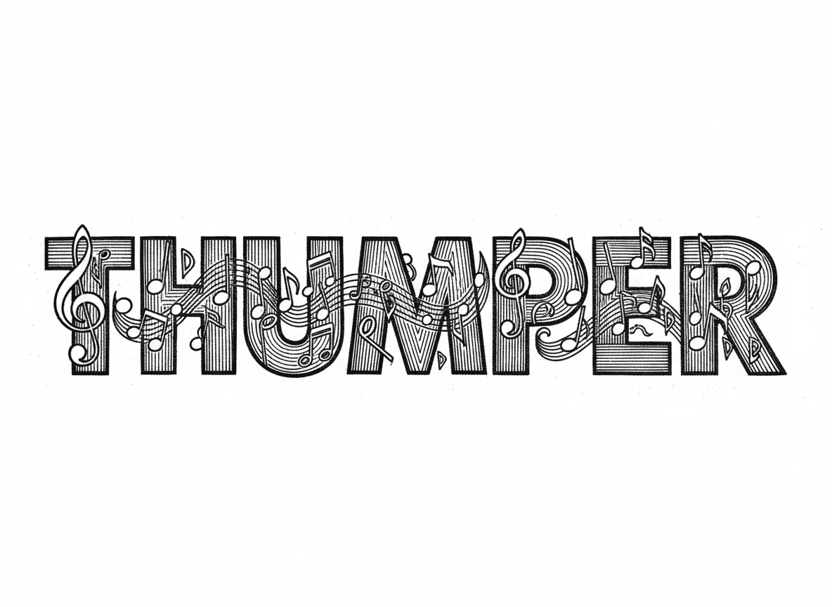 Need the word THUMPER with music notes in the lettering with ultra fine detail