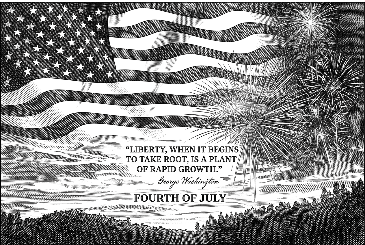 Prepare image for ultra fine detail with a Quote From Goreg Washington on independence day