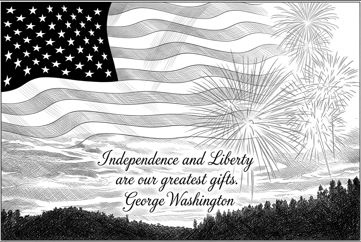 Prepare image for ultra fine detail with a Quote from Gorge Washington on independence day