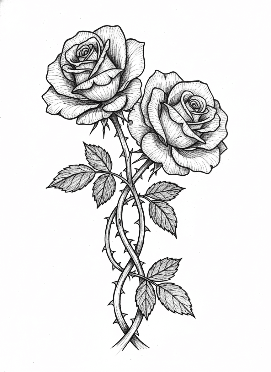 create two intertwined roses