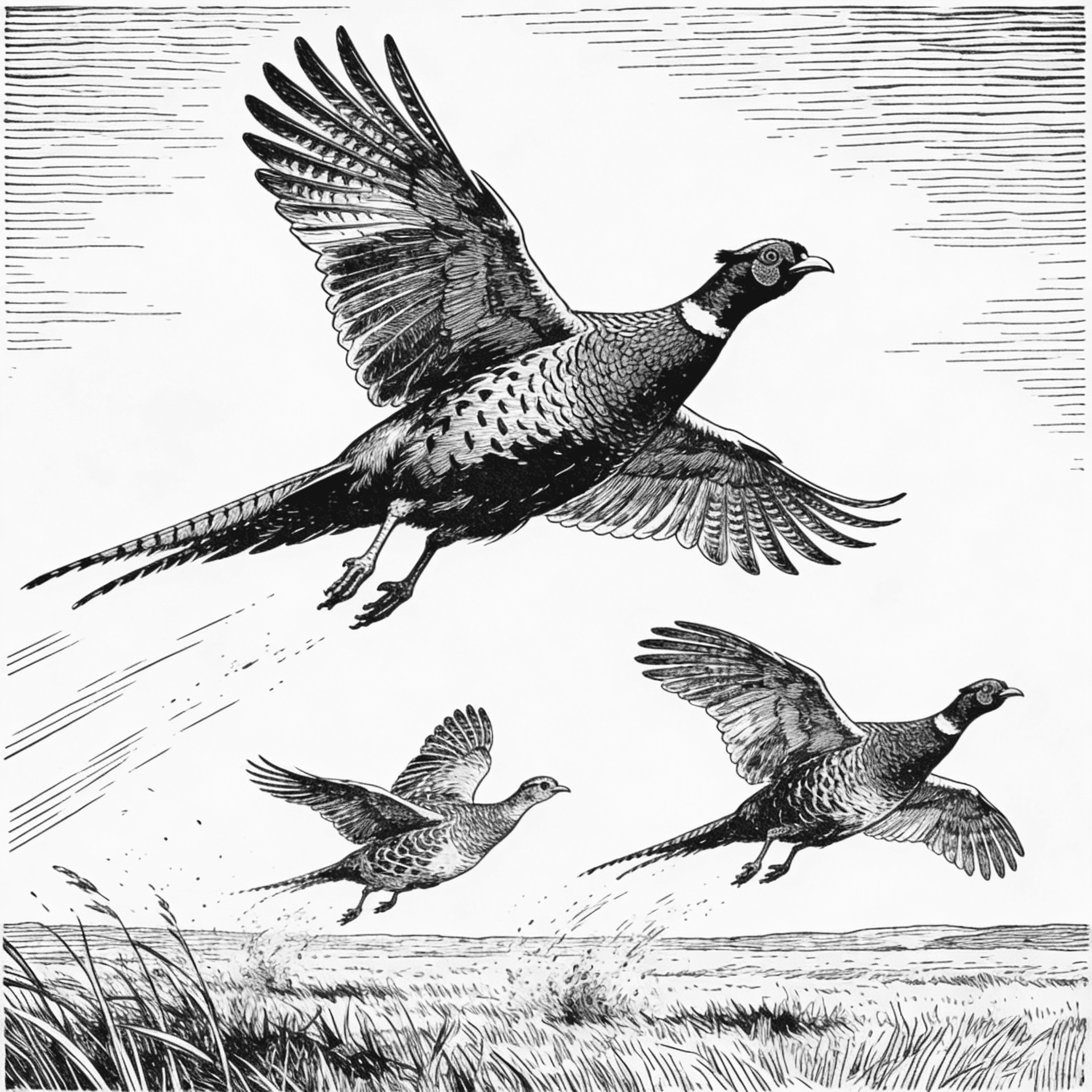 pheasants on the north dakota plains taking flight