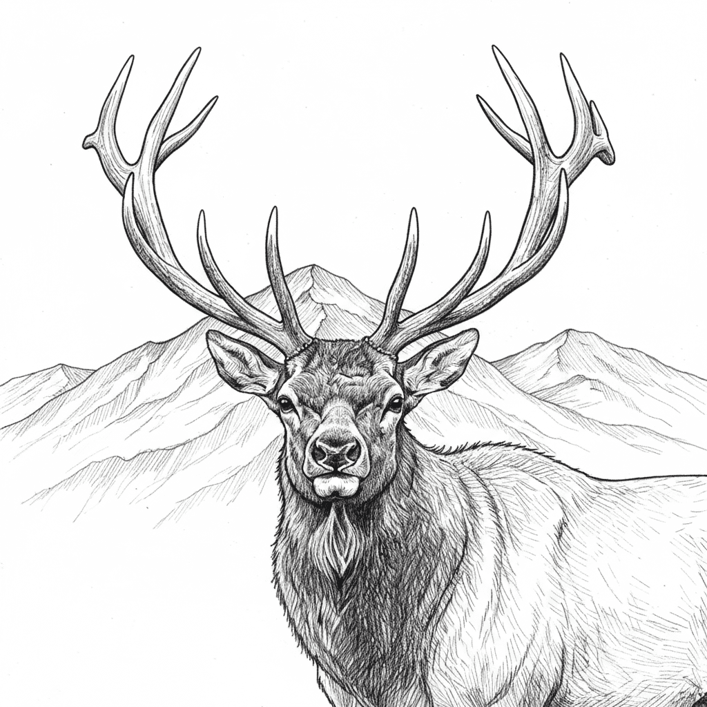 Elk in front of Smokey Mountain range