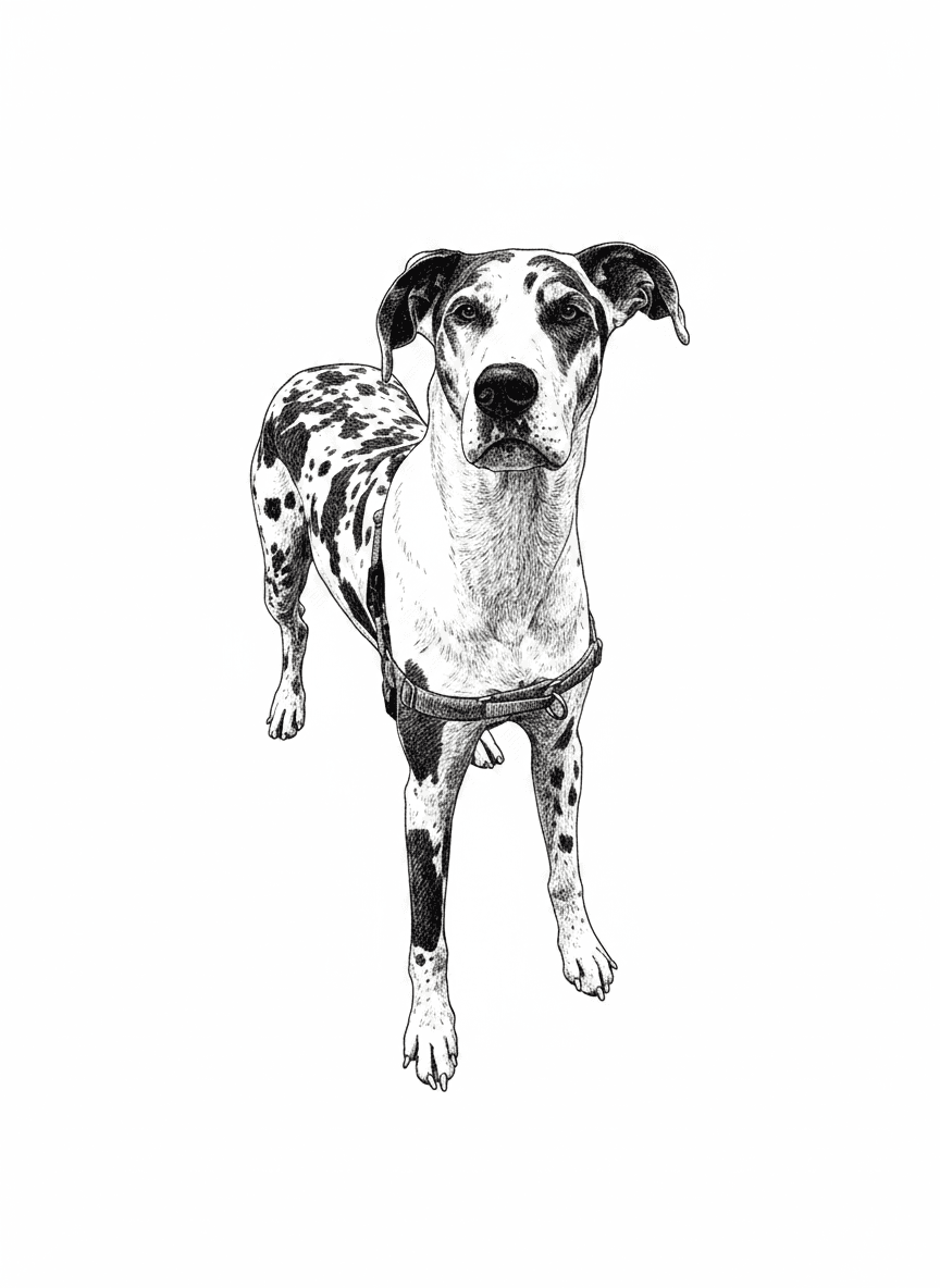 remove background, enhance photo with crisp detailed lines for engraving, only keep dog in photo
