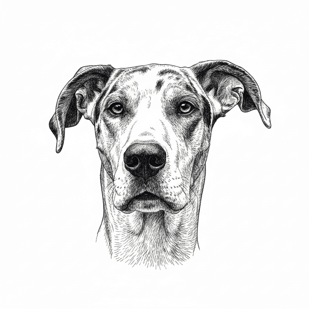remove background, enhance photo with crisp detailed lines for engraving, only keep dog's face in the photo