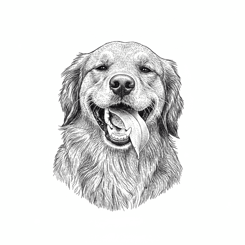 enhance photo, remove background and only keep dogs face, make clear crisp detailed dark lines for laser engraving