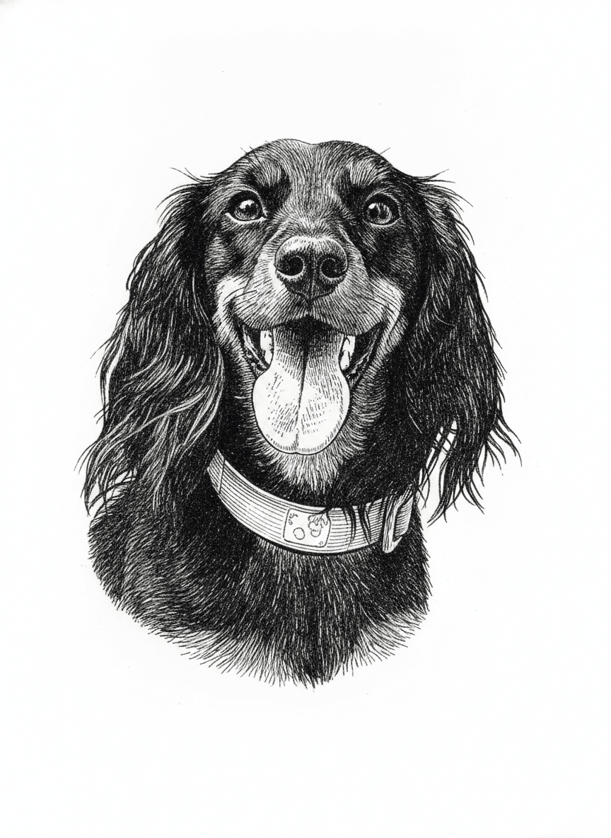 enhance photo, remove background and only keep dogs face, make clear crisp detailed dark lines for laser engraving