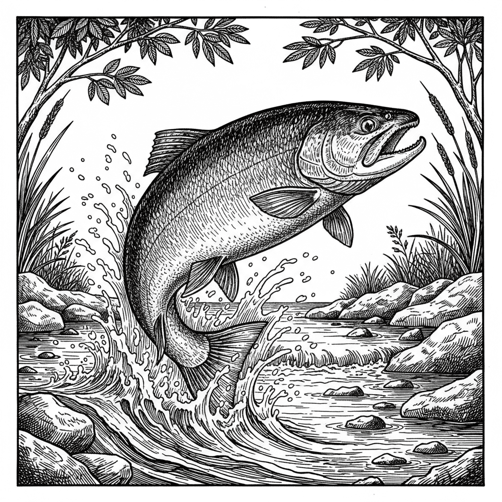 fish jumping in a brook