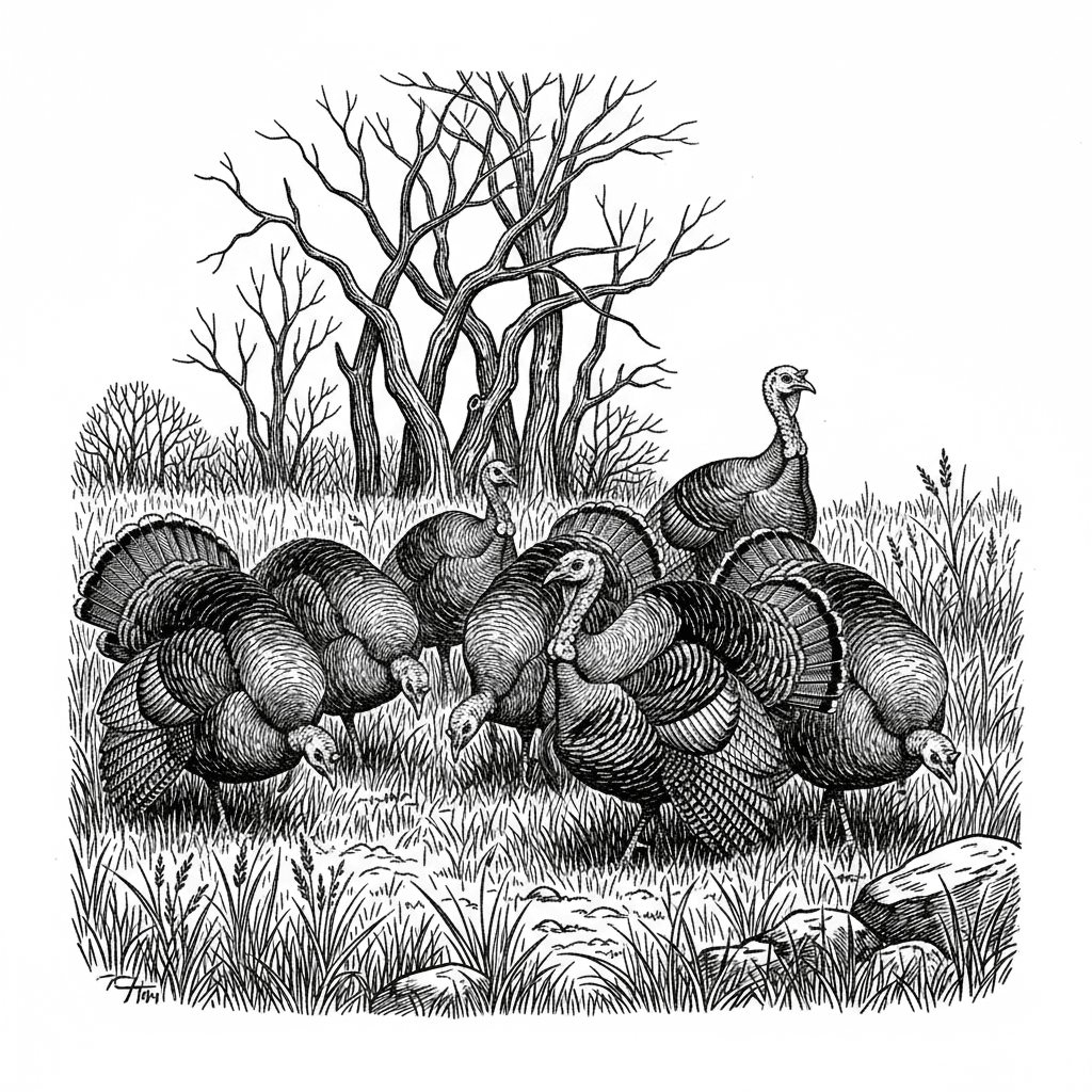 turkeys in a field