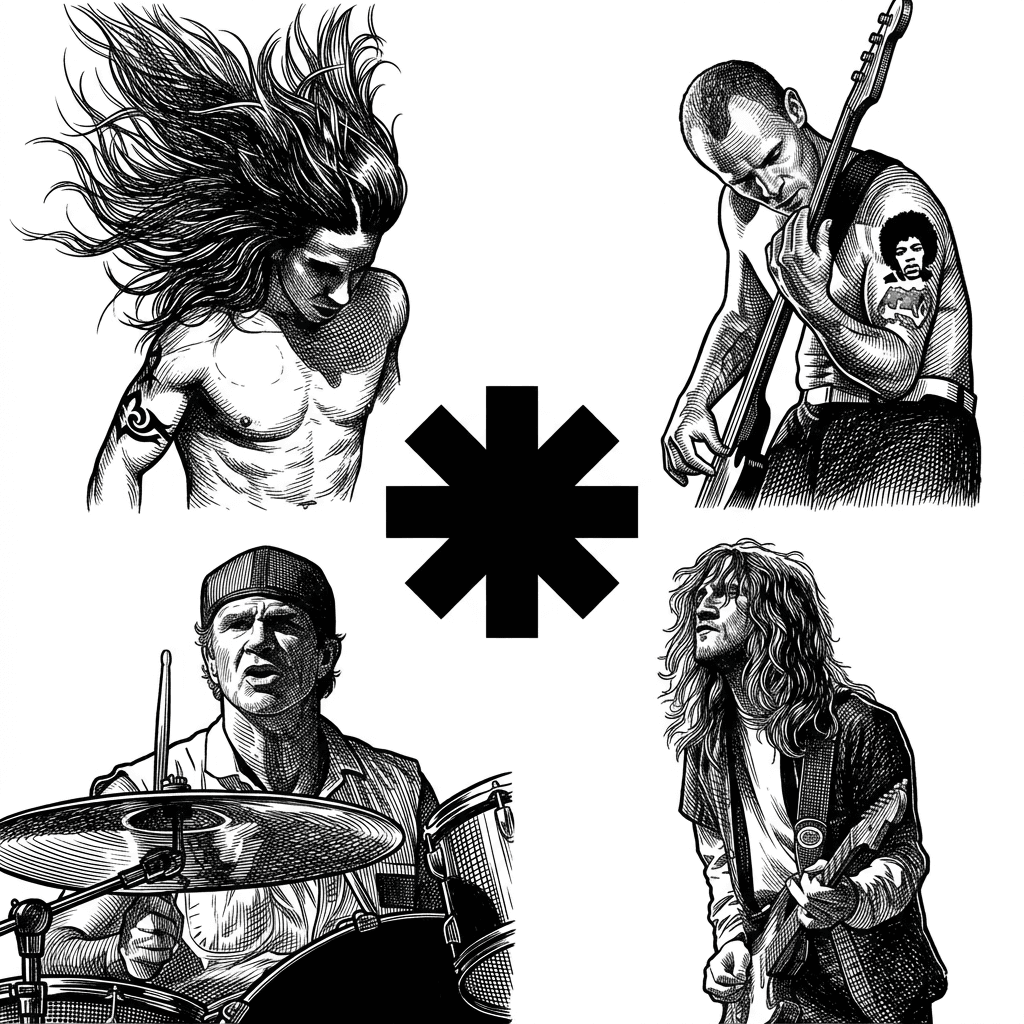 remove the wording and symbols in the middle, add red hot chilli peppers symbol