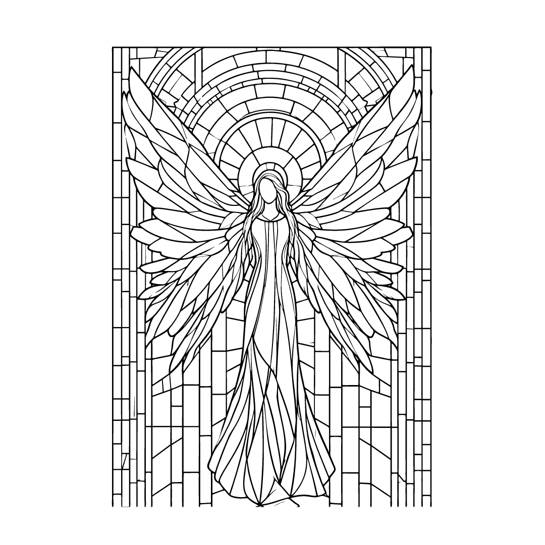 Angel Wings Halo Stained Glass Window Religious - Gratis SVG-download ...