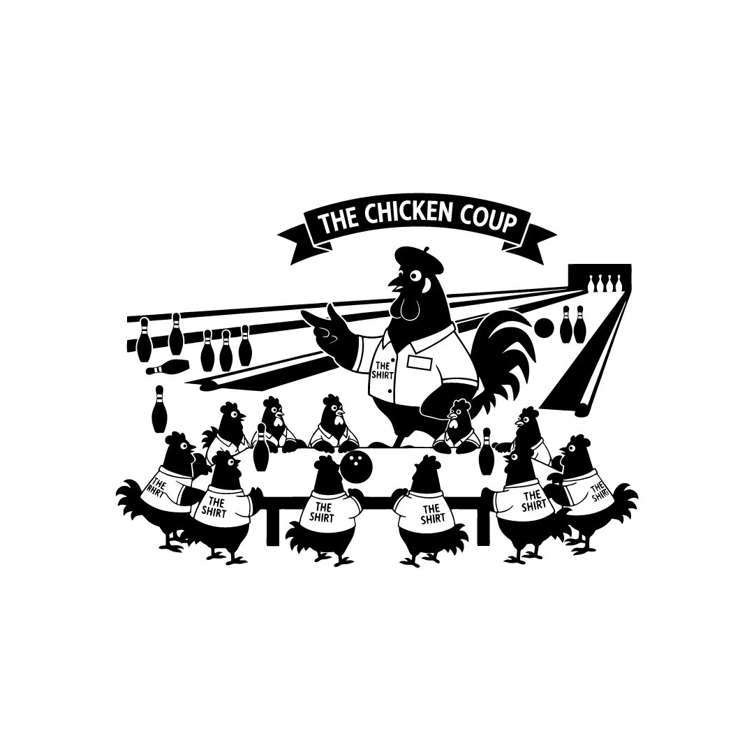 Chickens partying around a table at a bowling alley wearing - Free SVG ...