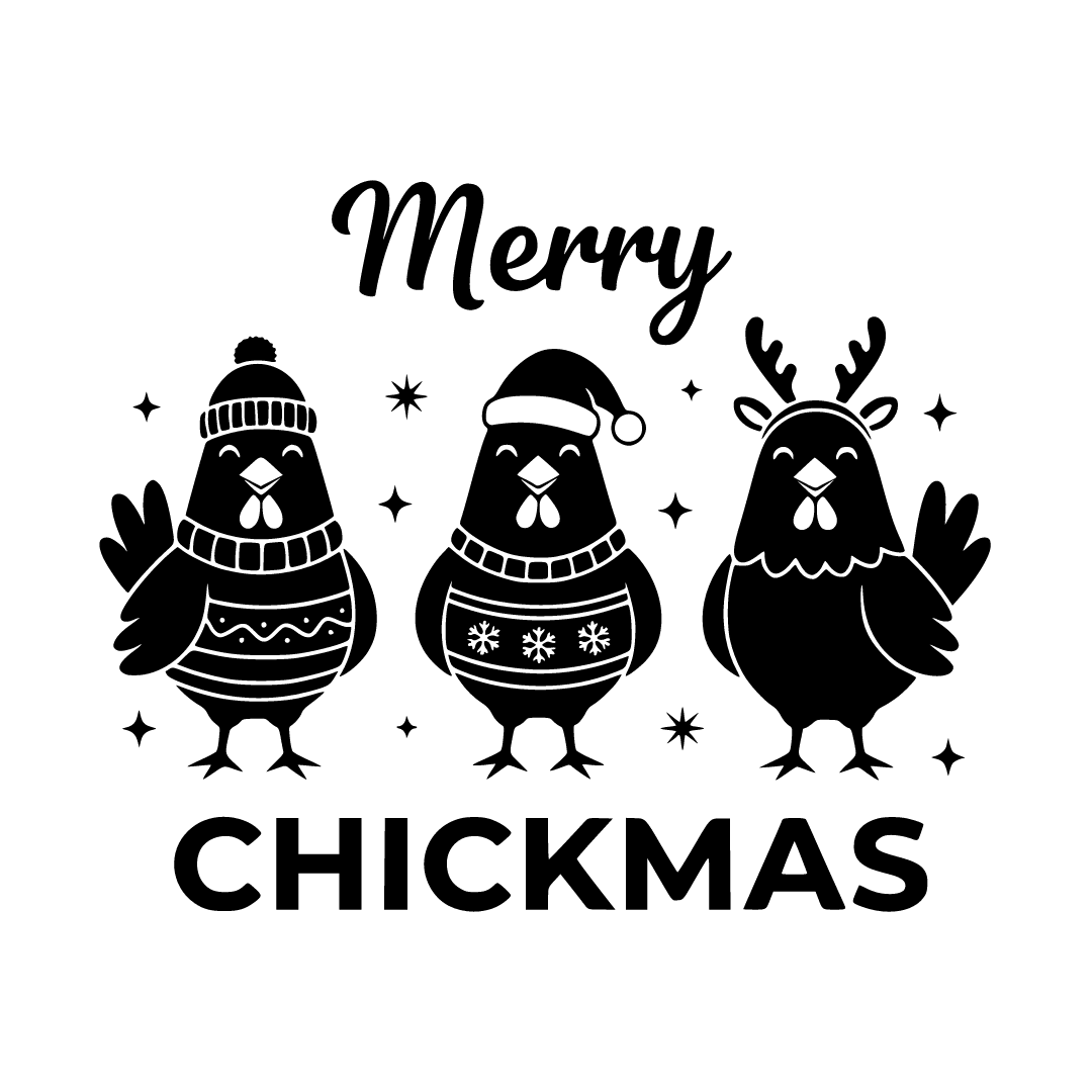 Illustration of three cheerful chickens standing in a row wearing ...