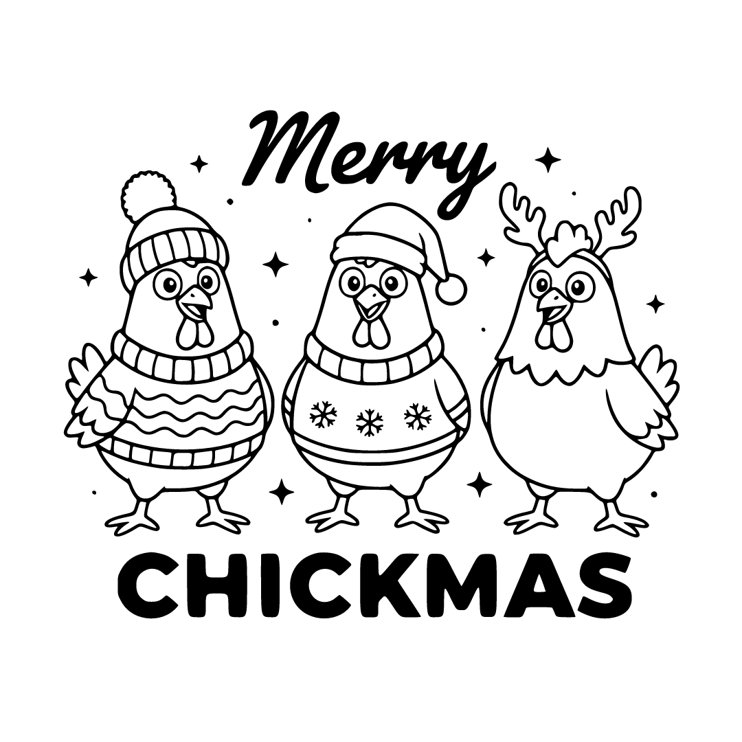 Illustration of three cheerful chickens standing in a row wearing ...