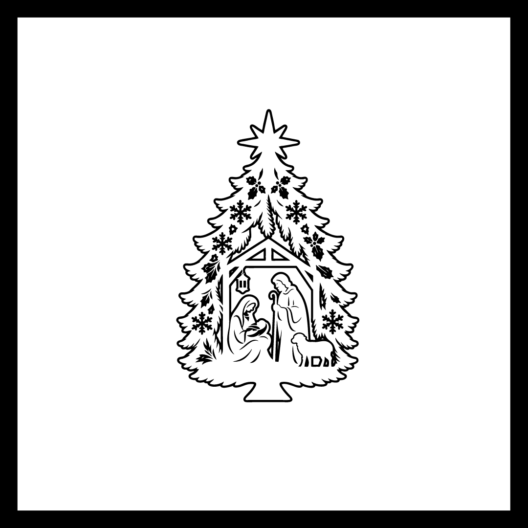 Christmas Tree Nativity Jesus Mary Joseph - Free SVG Download | VectorWitch