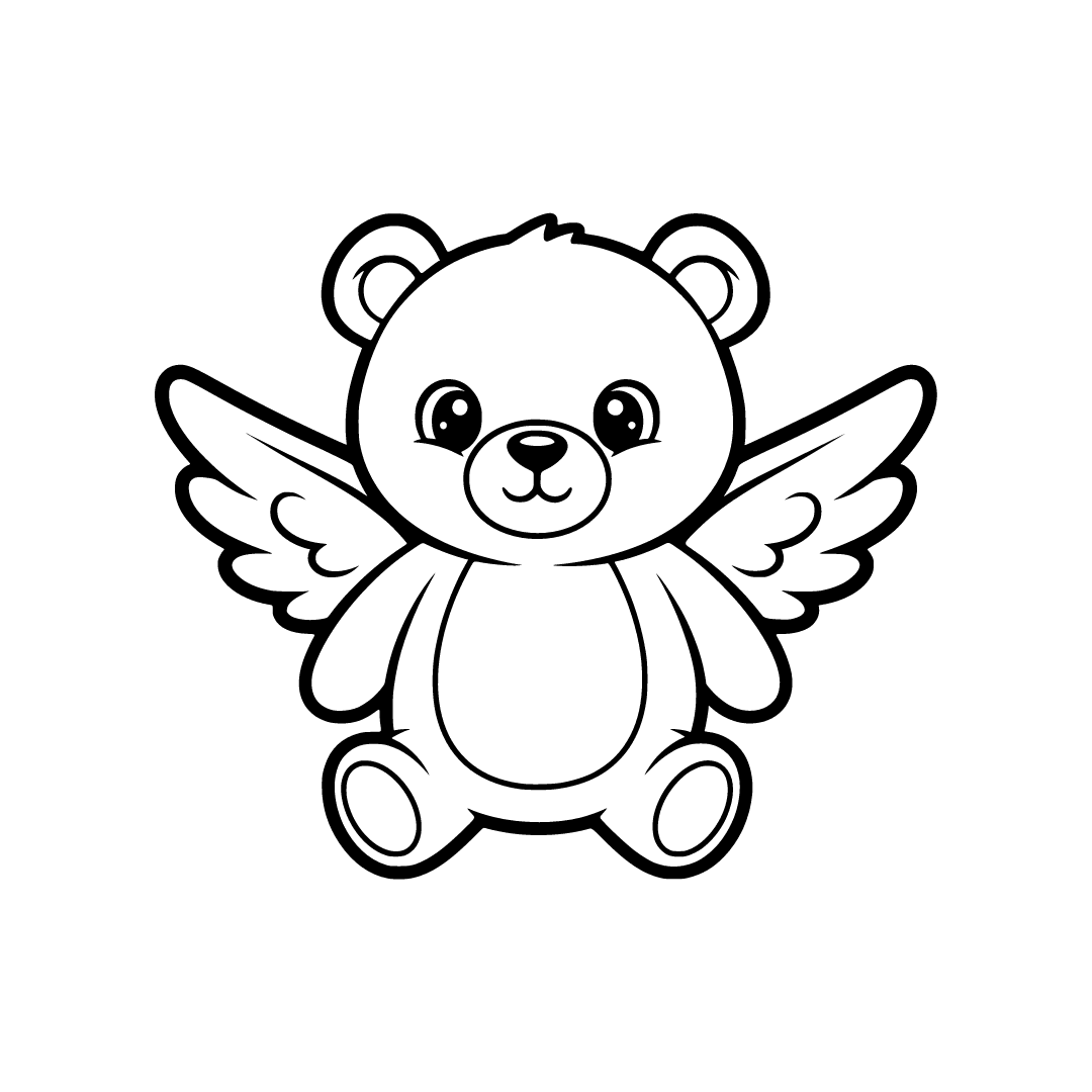 A cute teddy bear angel with wings, simple white background, no - Free ...