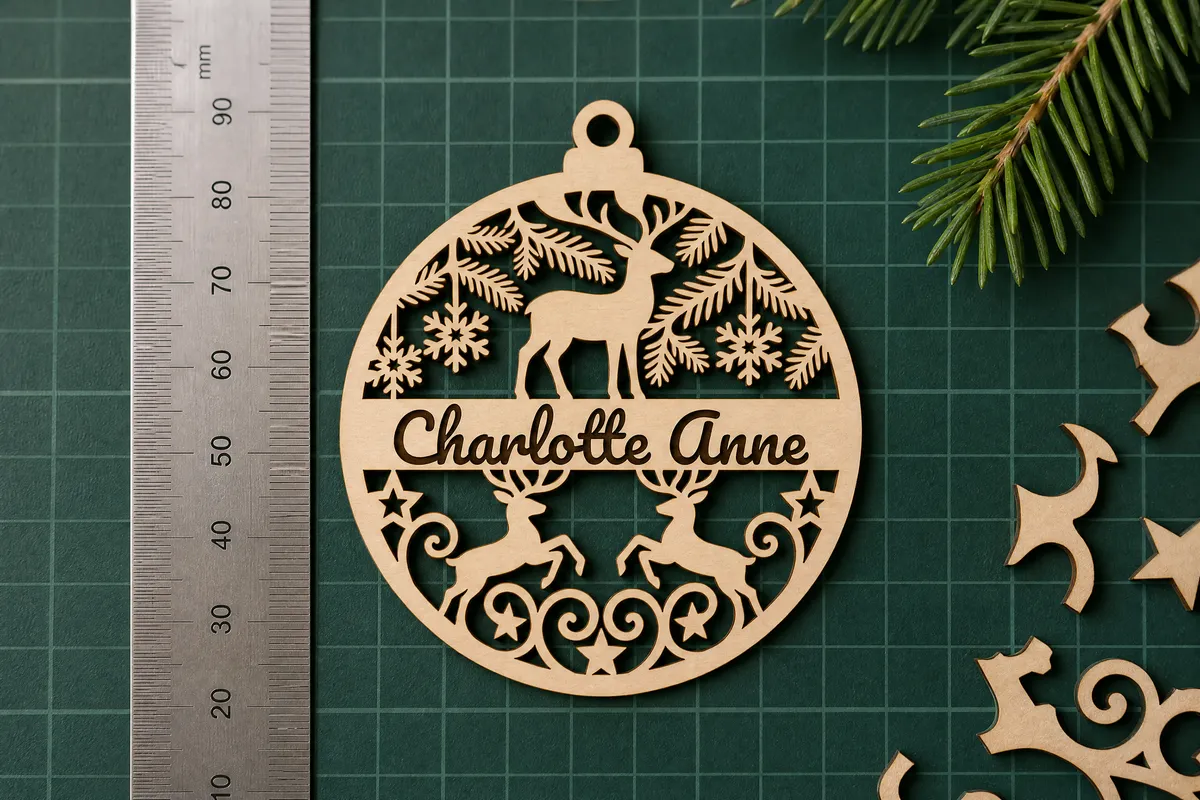 Name Bauble Ornament Generator: Real size