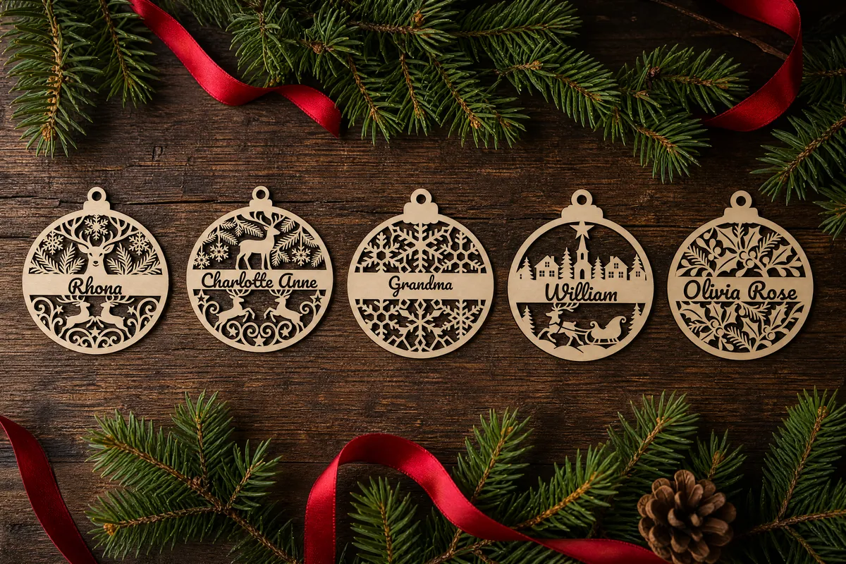 Name Bauble Ornament Generator: Five designs