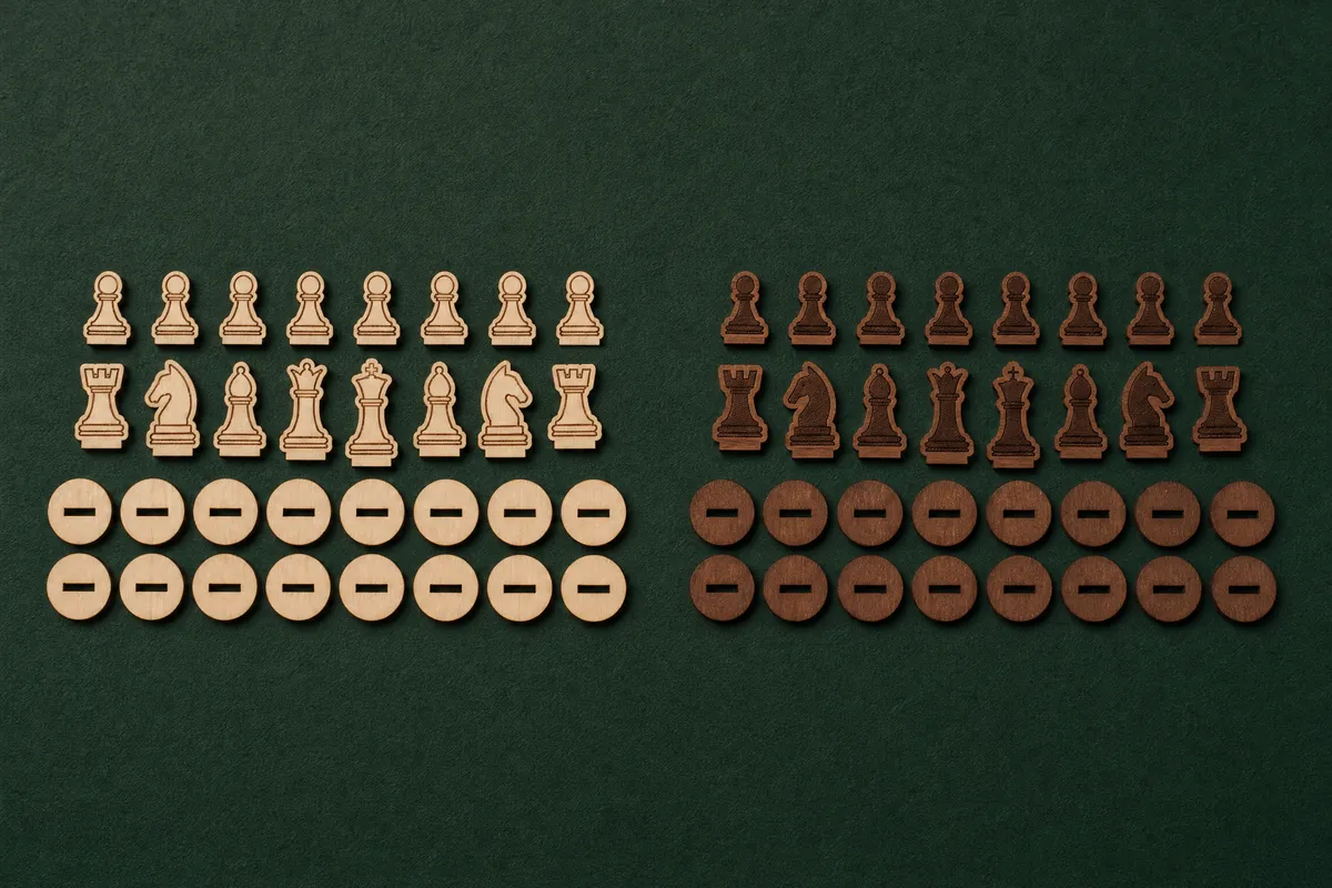 Chess Set Generator: 32 pieces and their bases