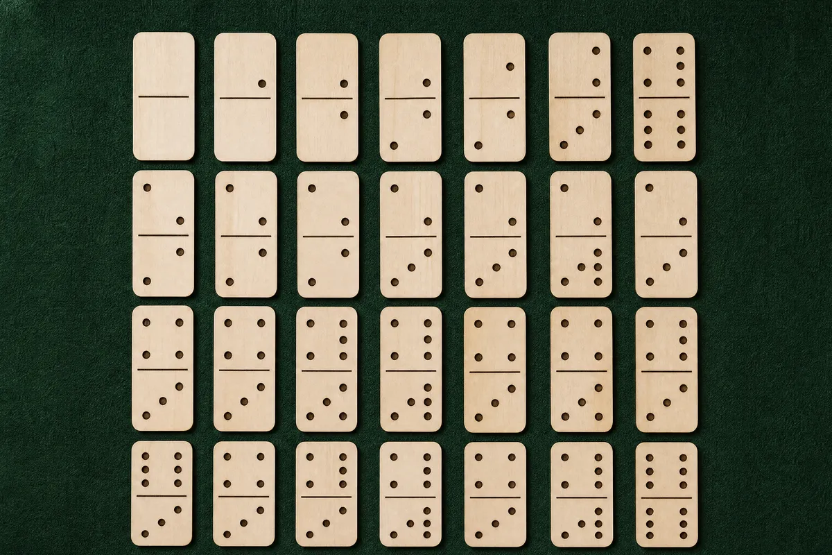 Domino Set with Box Generator: Every tile, ready to engrave
