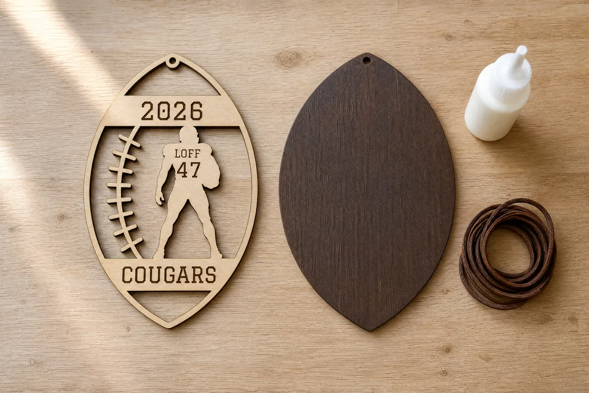 Football Player Ornament Generator: Two layers, one piece each