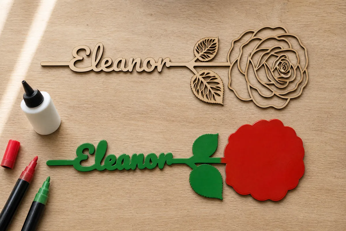 Name Flower Generator: Two layers, one piece each