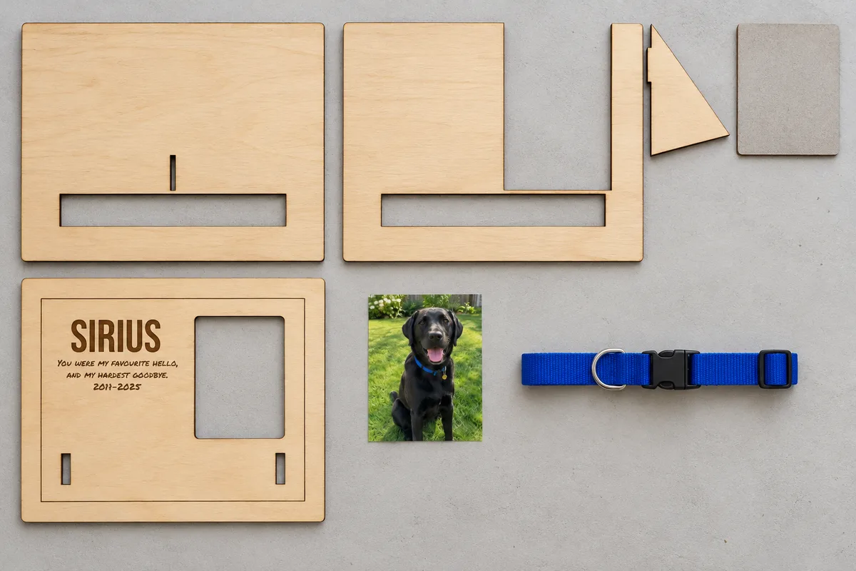 Pet Memorial Frame Generator: Every part side by side