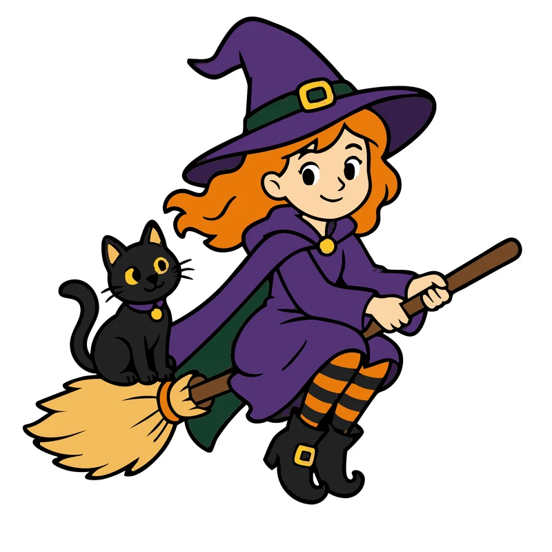 Color witch illustration converted to a color SVG