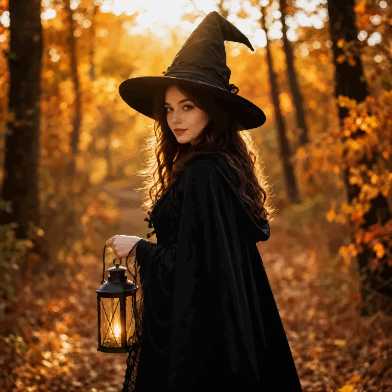 Witch costume photo converted to a detailed color SVG